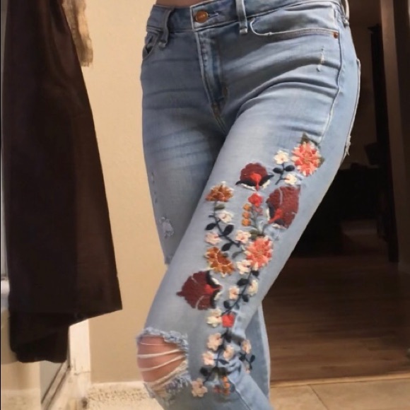 abercrombie embroidered jeans